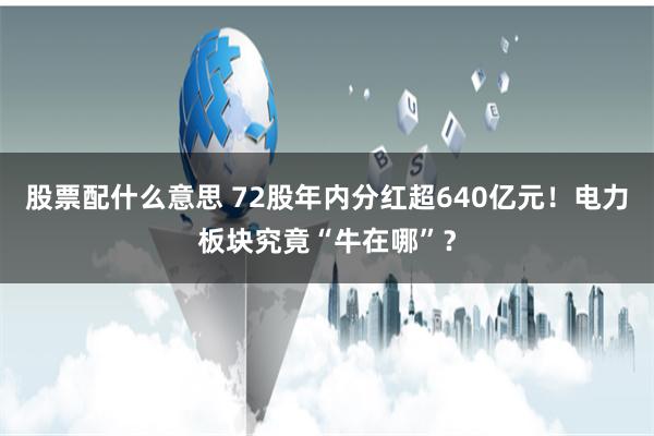 股票配什么意思 72股年内分红超640亿元！电力板块究竟“牛在哪”？